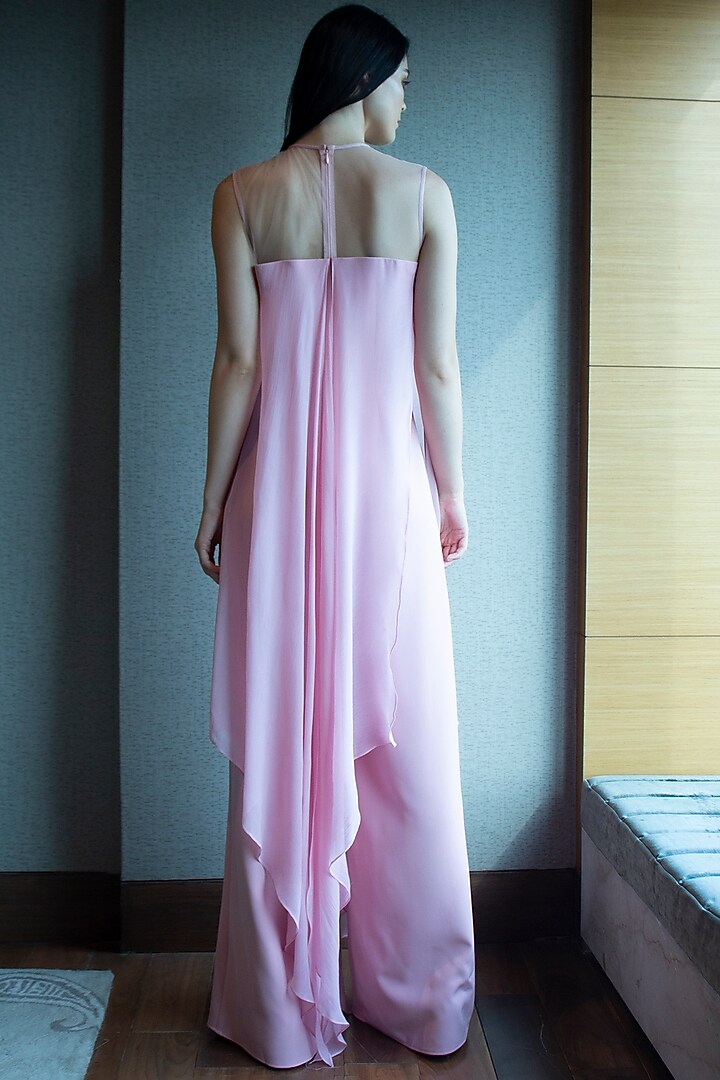 Blush Pink Draped Crepe Jumpsuit by Swatee Singh at Pernia's Pop Up Shop
