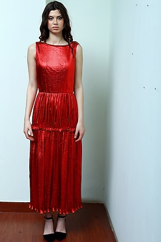 Red Fit & Flare Dress by Swatee Singh