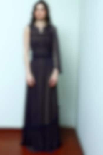 Navy Blue Flared Gown by Swatee Singh at Pernia's Pop Up Shop