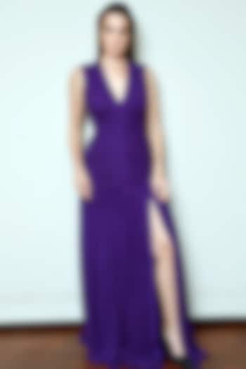 Purple Pleated Gown by Swatee Singh