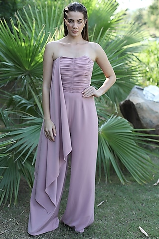 Blush Pink Draped Jumpsuit by Swatee Singh