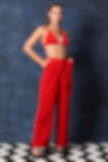 Red Heavy Crepe Co-Ord Set by Swatee Singh at Pernia's Pop Up Shop