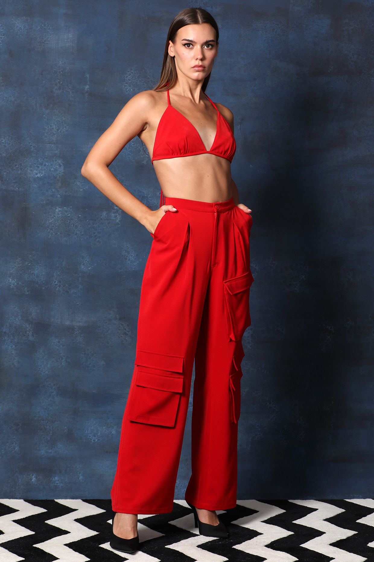 Red Heavy Crepe Co-Ord Set by Swatee Singh at Pernia's Pop Up Shop