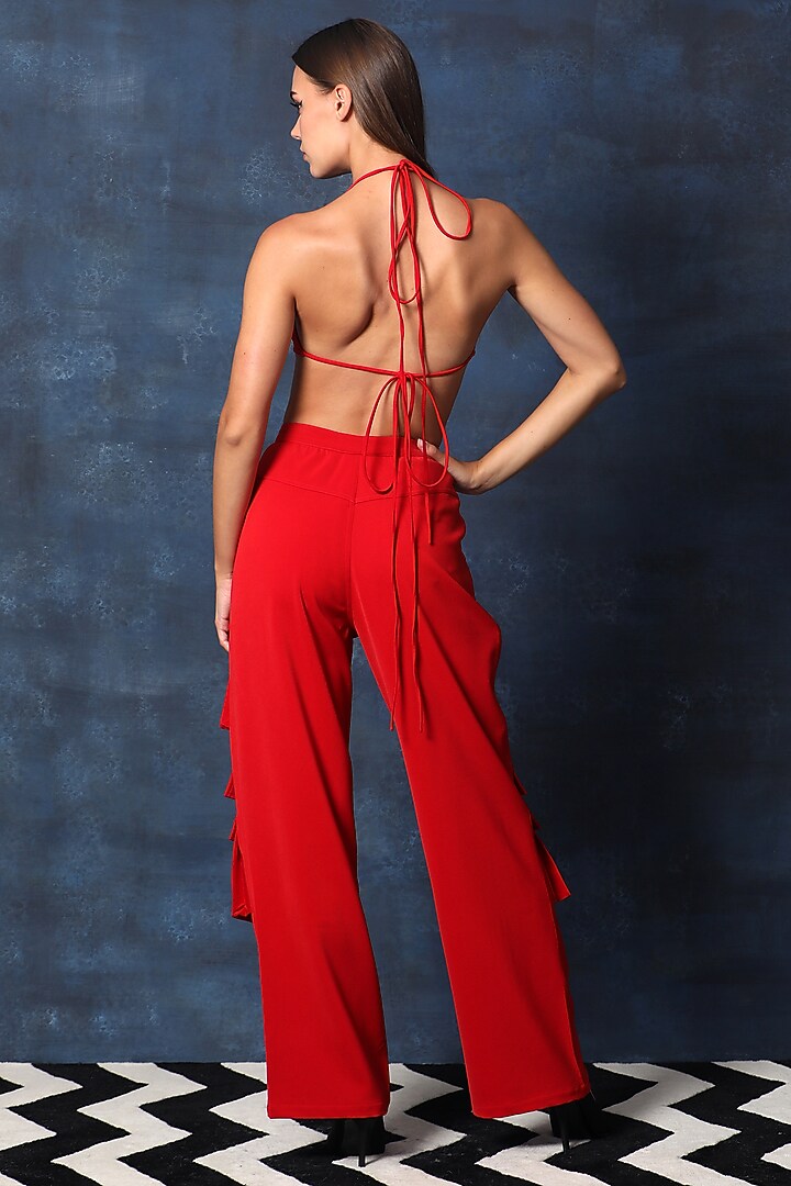 Red Heavy Crepe Co-Ord Set by Swatee Singh at Pernia's Pop Up Shop