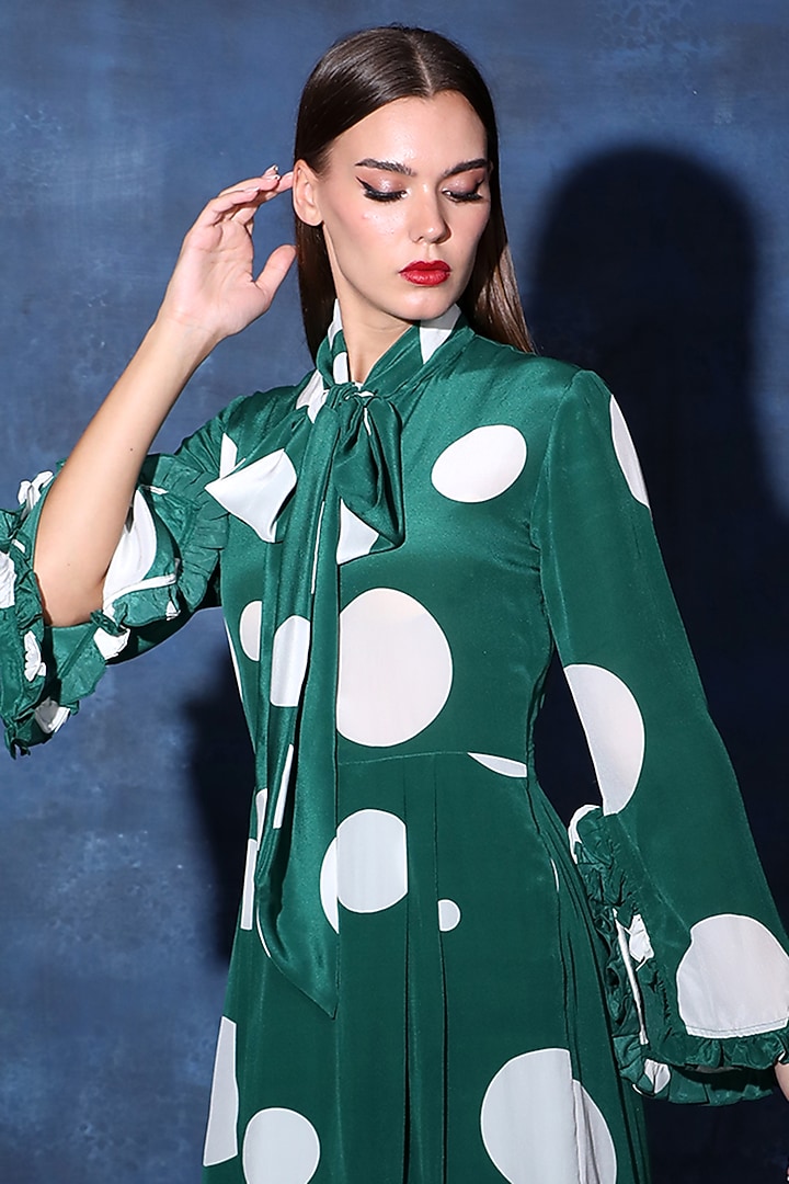 Amazon Green Crepe Digital Printed Mini Vacation Dress by Swatee Singh at Pernia's Pop Up Shop