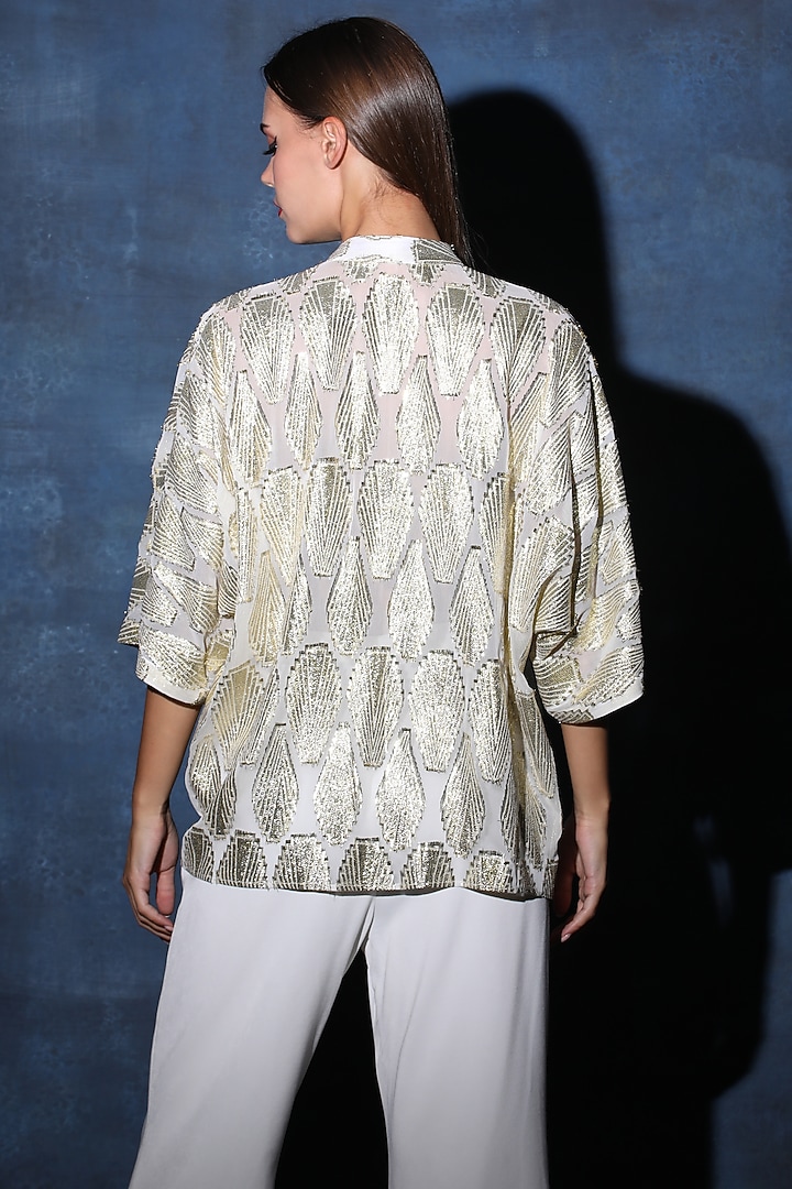 Beige Georgette Oversized Top by Swatee Singh at Pernia's Pop Up Shop