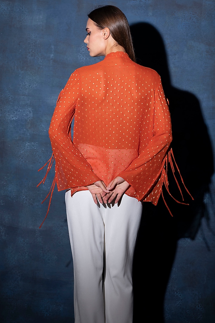Rust Orange Georgette Top by Swatee Singh at Pernia's Pop Up Shop