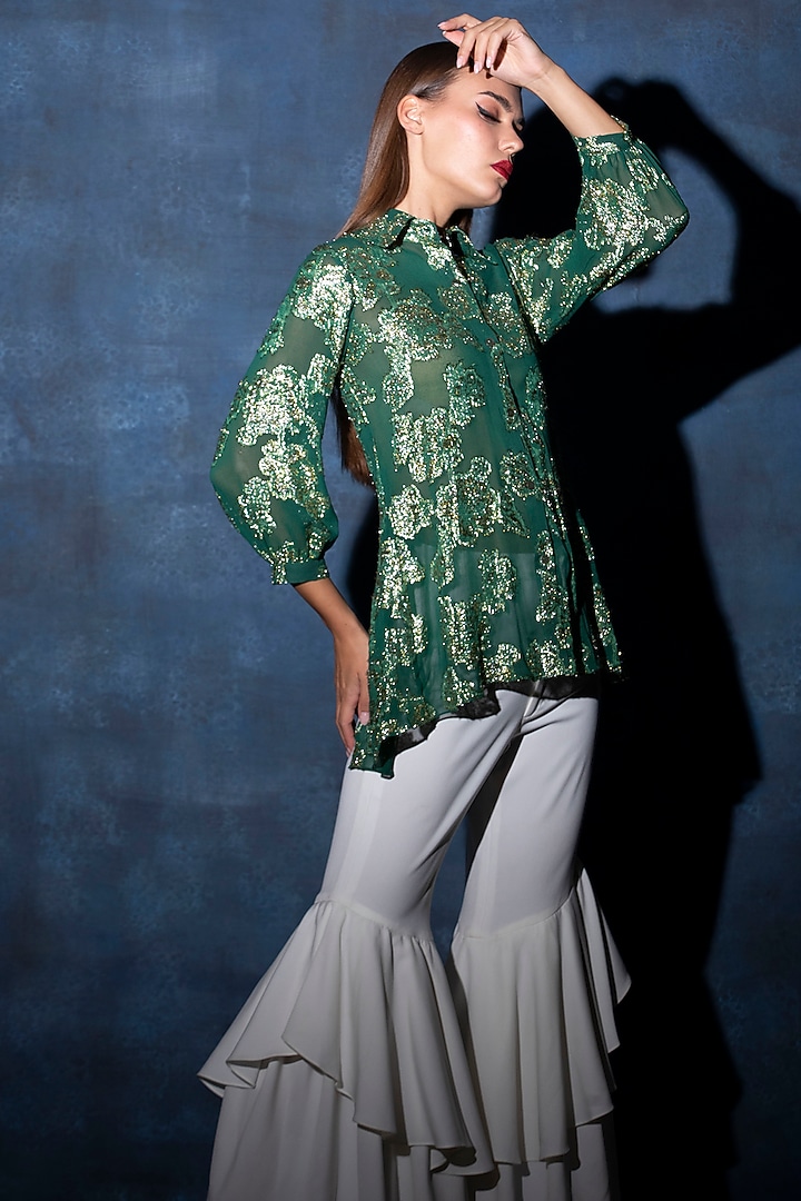 Amazon Green Georgette Top by Swatee Singh at Pernia's Pop Up Shop