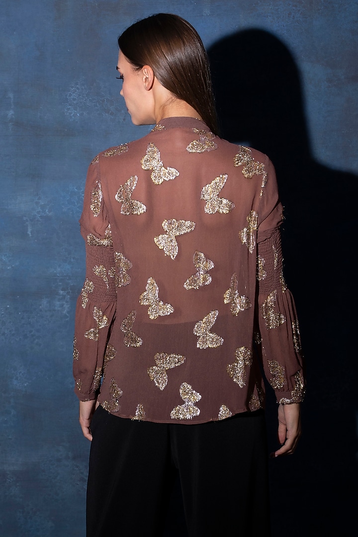 Sand Georgette Top by Swatee Singh at Pernia's Pop Up Shop