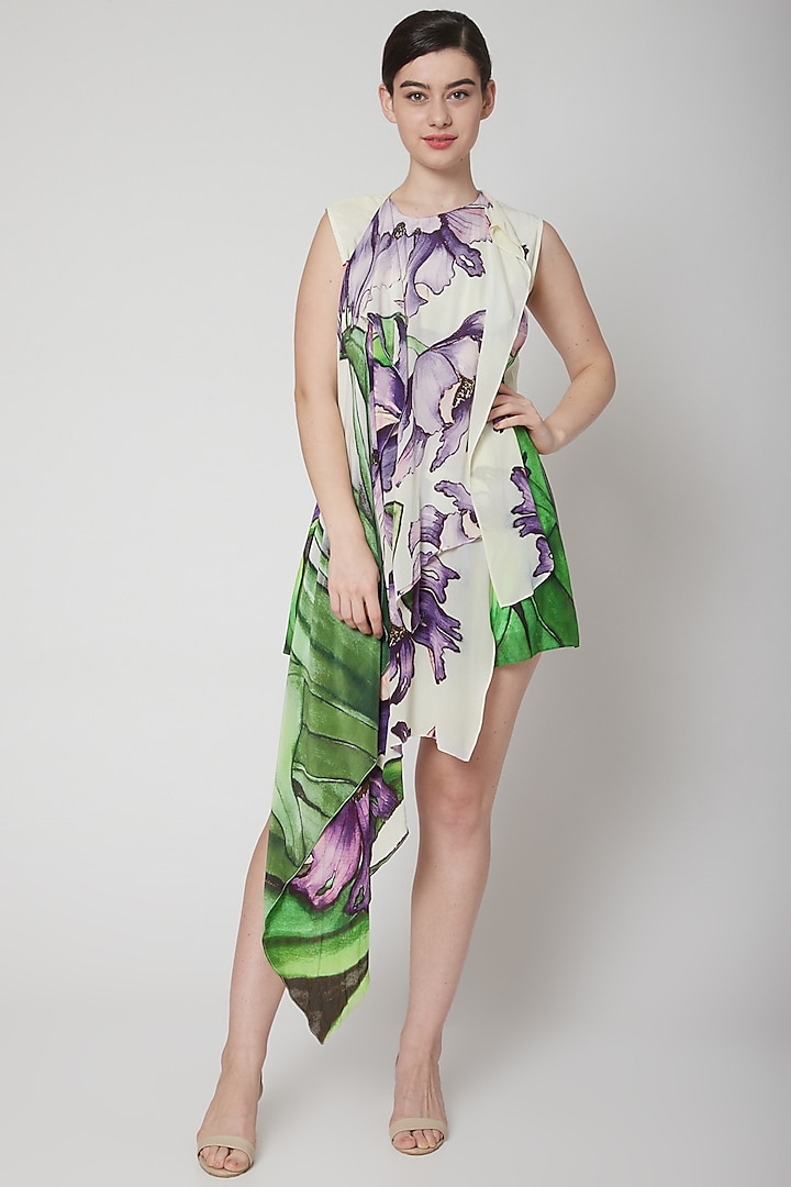 Purple Floral Printed Romper by Swatee Singh at Pernia's Pop Up Shop