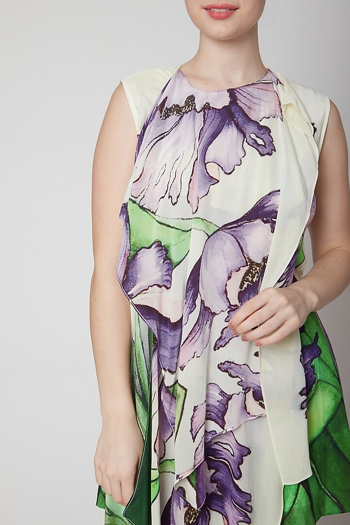 Purple Floral Printed Romper by Swatee Singh at Pernia's Pop Up Shop
