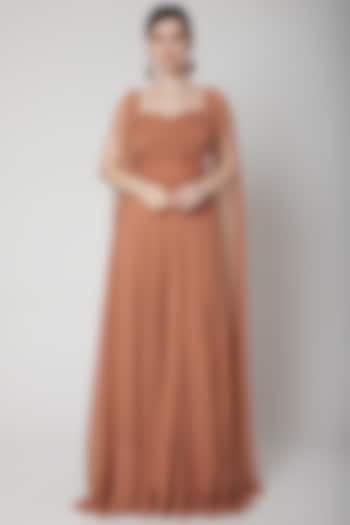 Nude Gown With Flared Sleeves by Swatee Singh at Pernia's Pop Up Shop