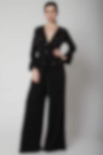 Black Hand Embroidered Jumpsuit by Swatee Singh