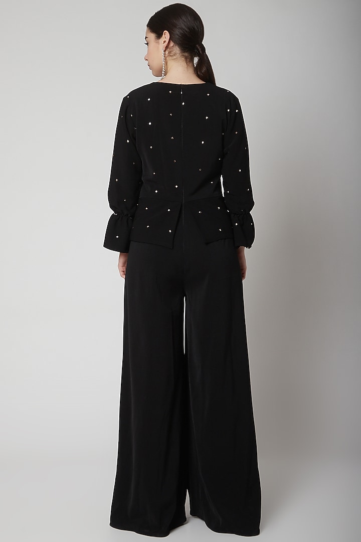 Black Hand Embroidered Jumpsuit by Swatee Singh at Pernia's Pop Up Shop