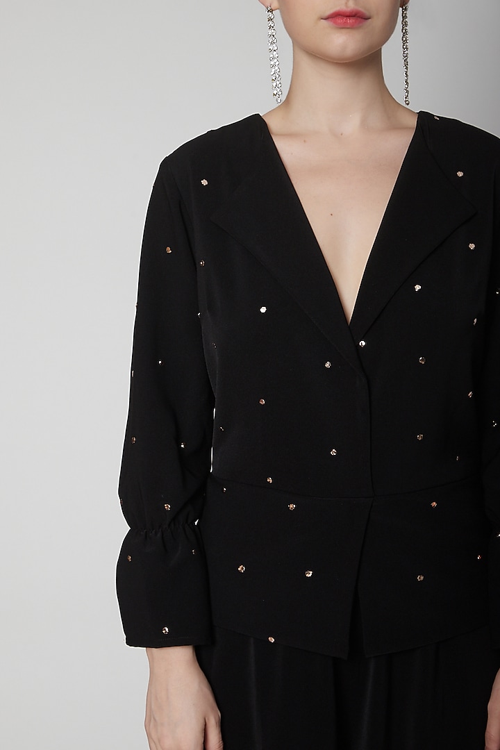 Black Hand Embroidered Jumpsuit by Swatee Singh at Pernia's Pop Up Shop