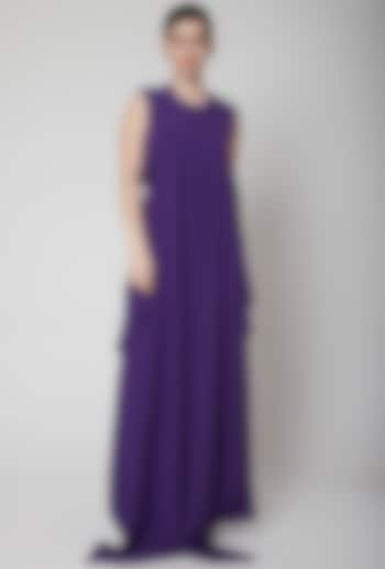 Purple Jumpsuit With Flag Drape by Swatee Singh