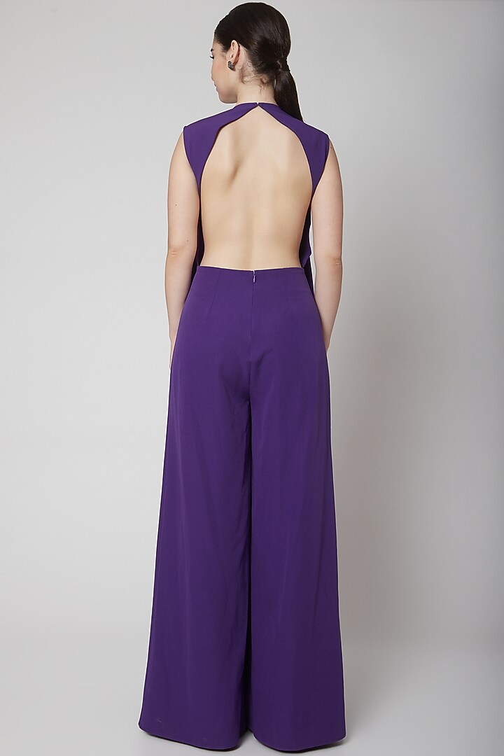Purple Jumpsuit With Flag Drape by Swatee Singh at Pernia's Pop Up Shop