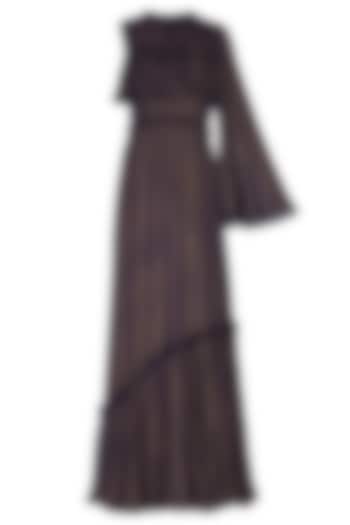 Dark Brown Flared Gown by Swatee Singh