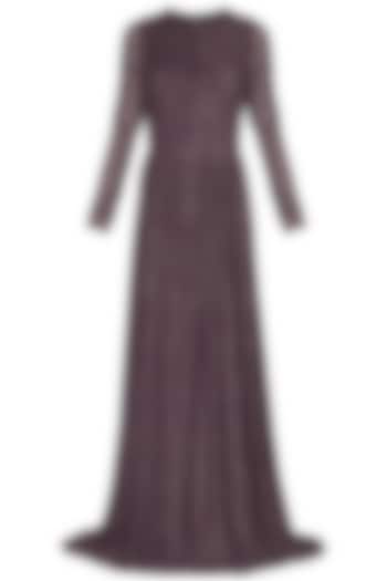 Dark Brown Pleated Gown by Swatee Singh