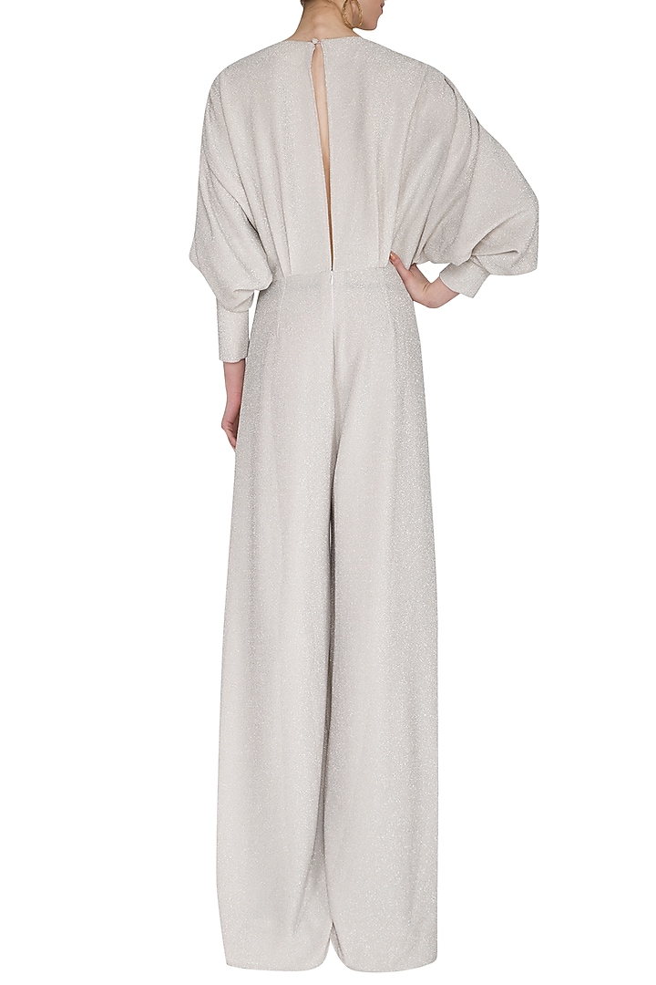 Ivory Metallic Wide Leg Jumpsuit by Swatee Singh at Pernia's Pop Up Shop