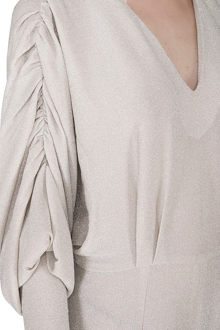 Ivory Metallic Wide Leg Jumpsuit by Swatee Singh at Pernia's Pop Up Shop