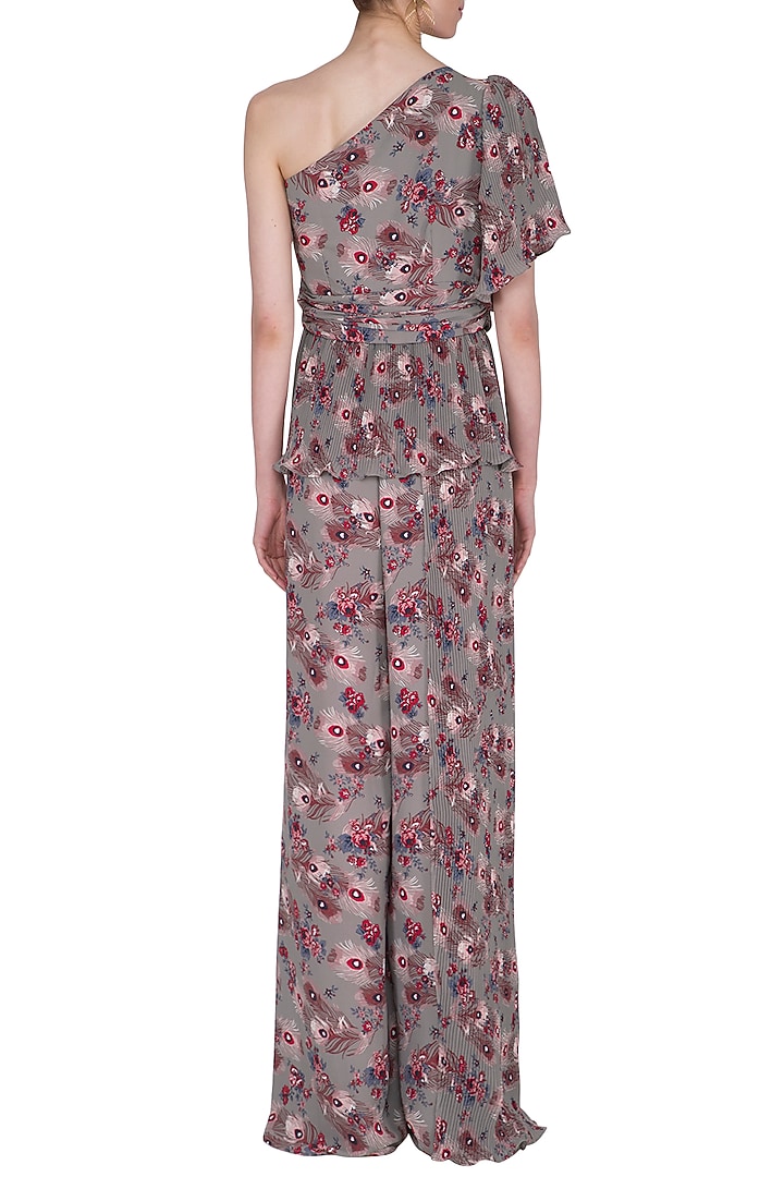 Multi Colored One Shoulder Wide Leg Jumpsuit by Swatee Singh at Pernia's Pop Up Shop