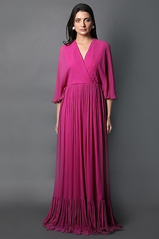 Magenta Georgette Gown by Swatee Singh