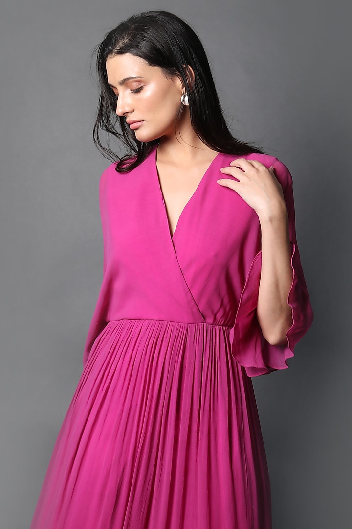 Magenta Georgette Party Wear Gown by Swatee Singh at Pernia's Pop Up Shop