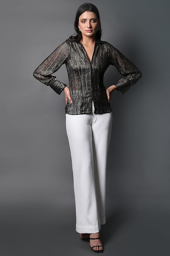 Ivory Heavy Crepe Pant Set by Swatee Singh at Pernia's Pop Up Shop