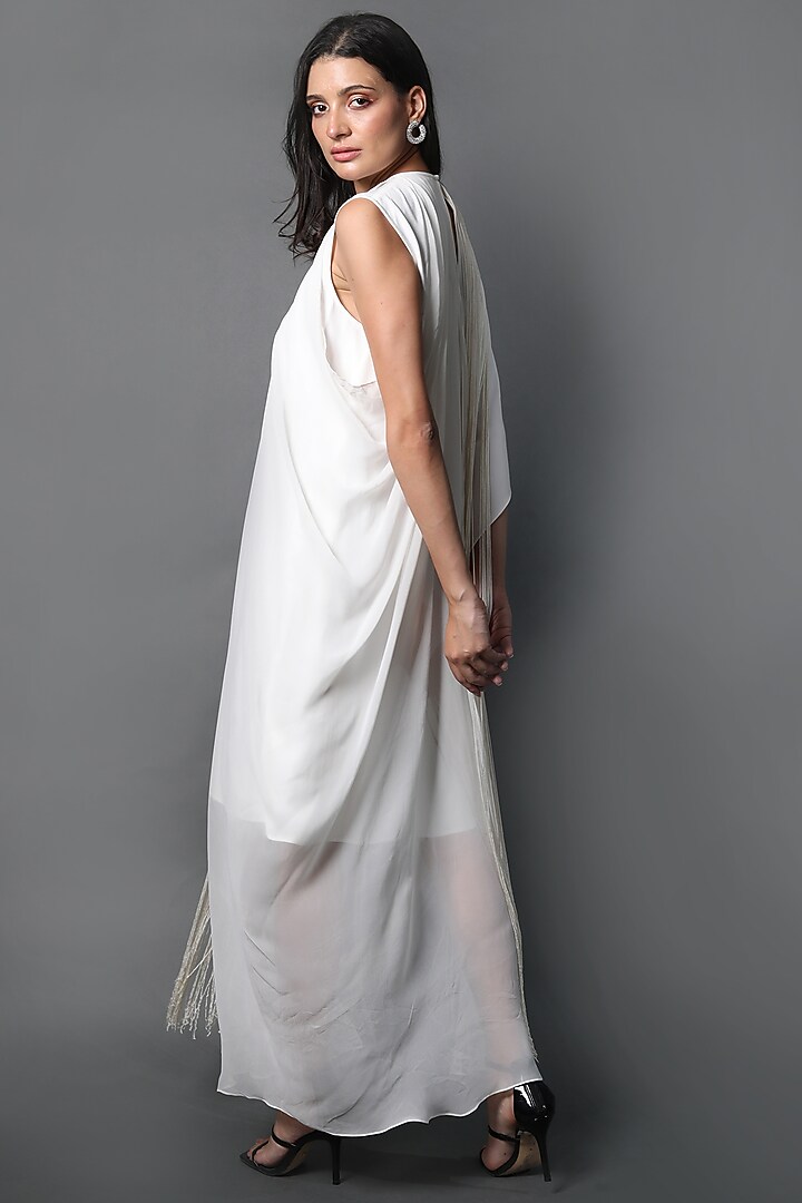 White Heavy Crepe Vacation Dress by Swatee Singh at Pernia's Pop Up Shop
