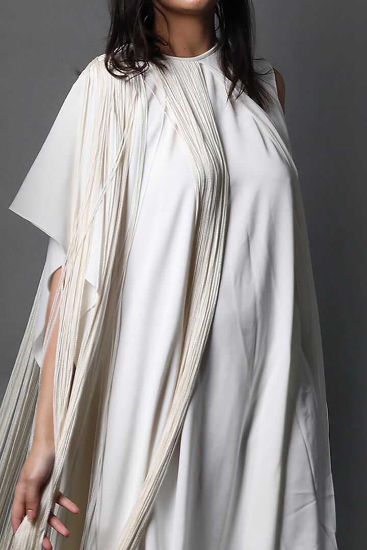 White Heavy Crepe Vacation Dress by Swatee Singh at Pernia's Pop Up Shop