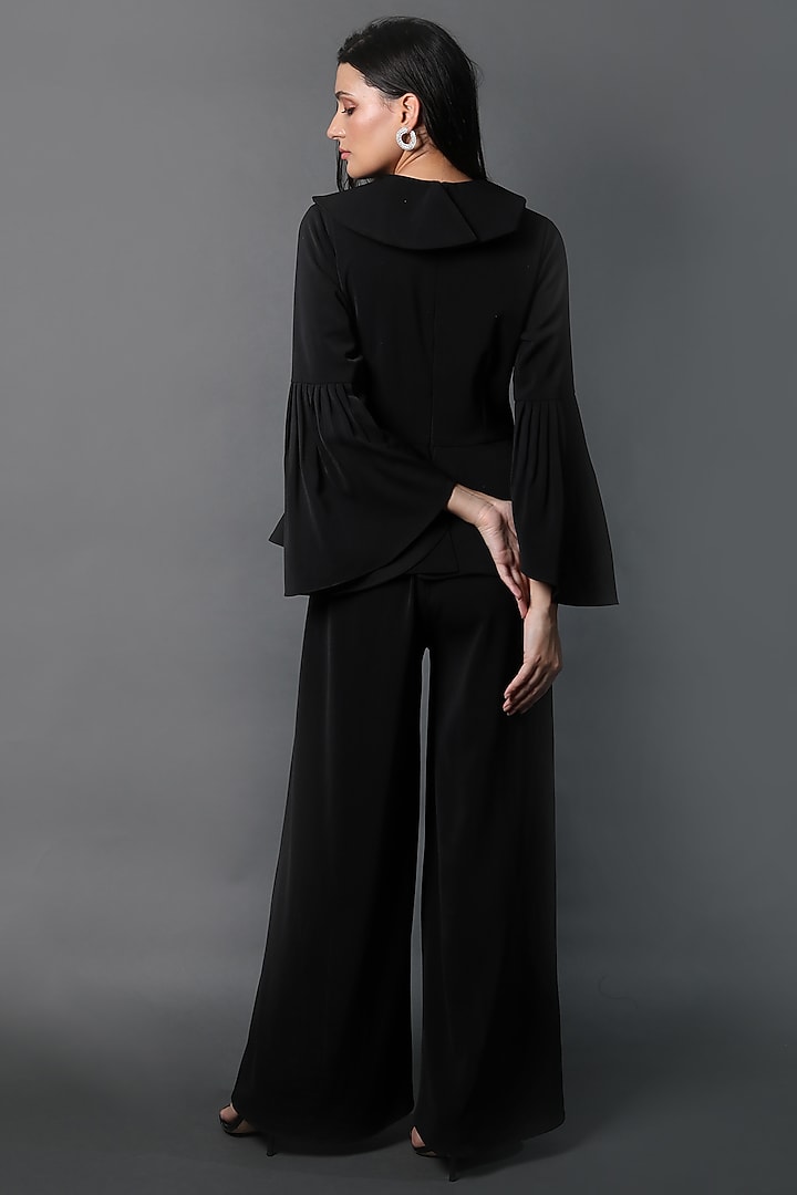 Black Heavy Crepe Jumpsuit by Swatee Singh at Pernia's Pop Up Shop