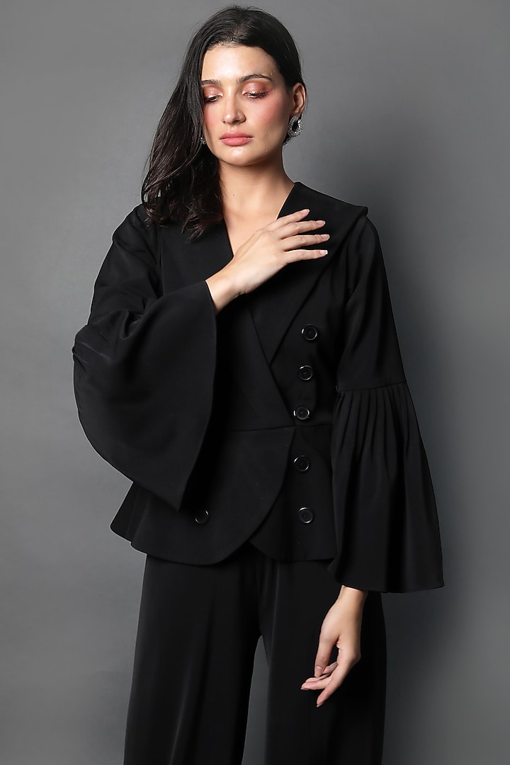 Black Heavy Crepe Jumpsuit by Swatee Singh at Pernia's Pop Up Shop