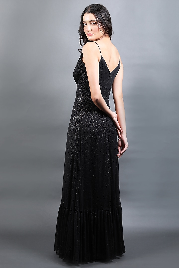 Black Swarovski Tulle Party Wear Gown by Swatee Singh at Pernia's Pop Up Shop