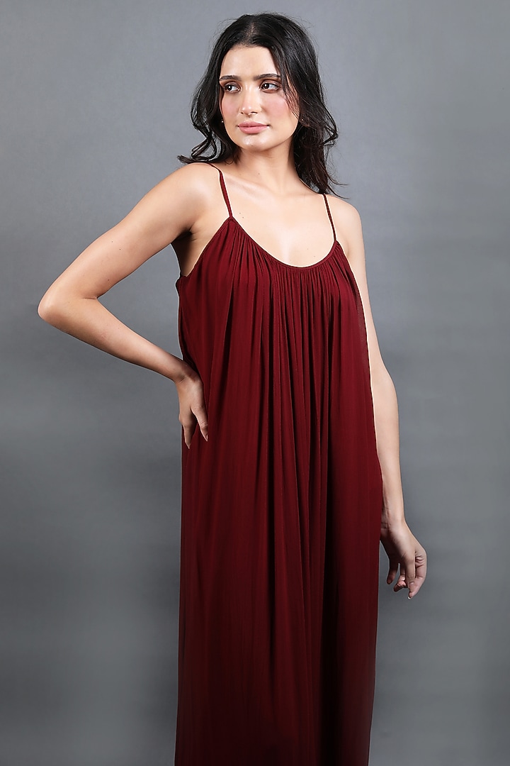 Maroon Georgette Party Wear Gown by Swatee Singh at Pernia's Pop Up Shop