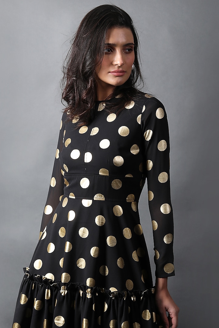Black Georgette Vacation Dress by Swatee Singh at Pernia's Pop Up Shop