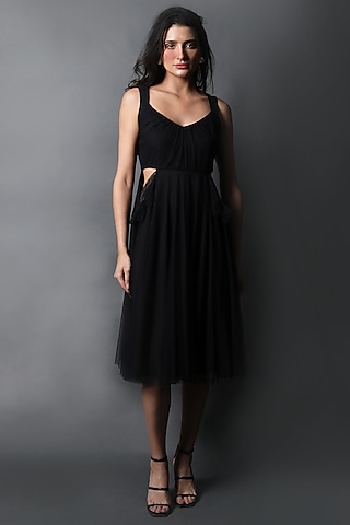 Black Polka Dot Lace Dress by Swatee Singh