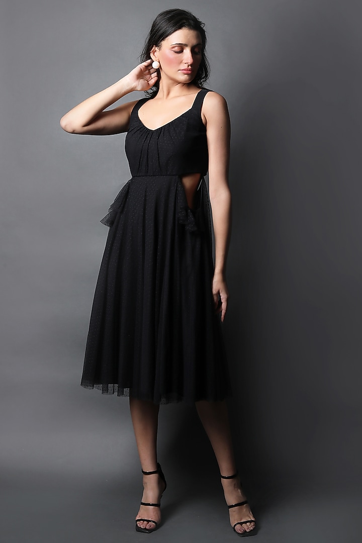 Black Polka Dot Lace Vacation Dress by Swatee Singh at Pernia's Pop Up Shop