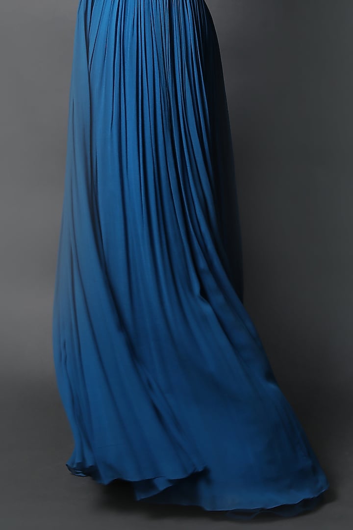 Cobalt Blue Georgette Party Wear Gown by Swatee Singh at Pernia's Pop Up Shop