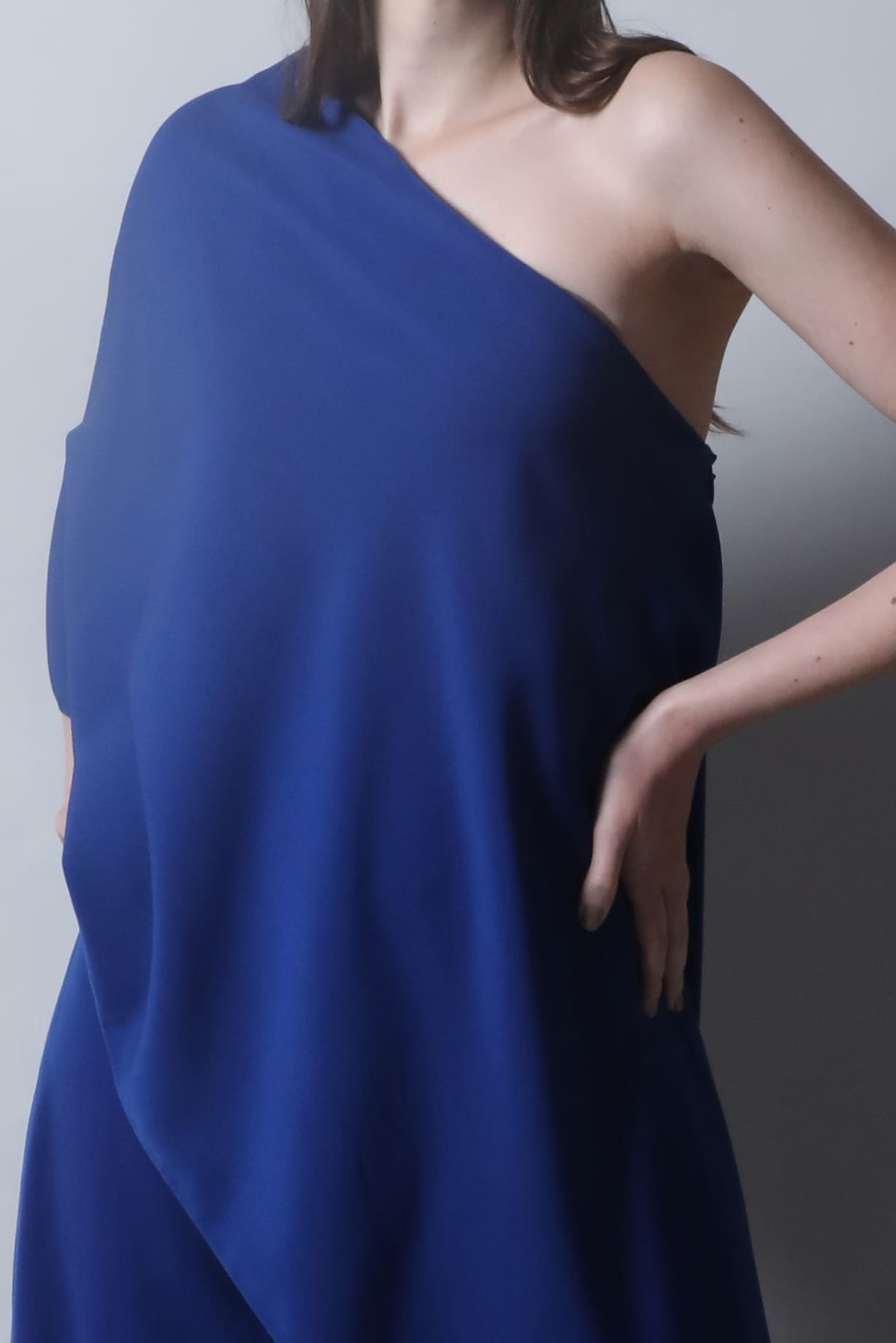 Blue One Shoulder Asymmetrical Jumpsuit by Swatee Singh at