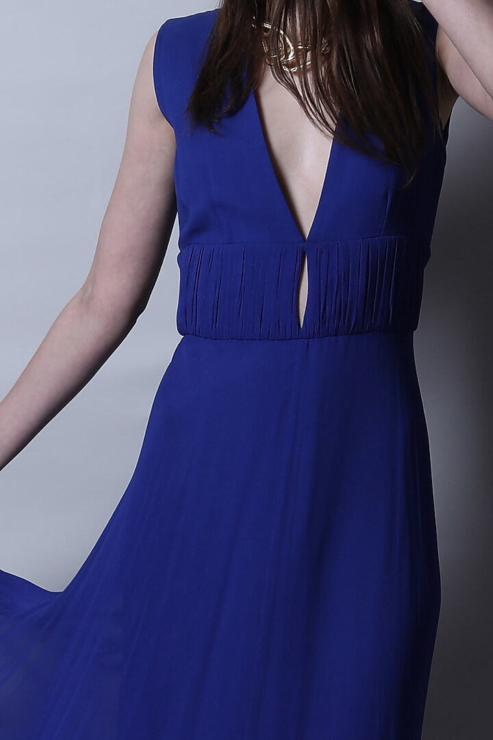 Blue Georgette Maxi Vacation Dress by Swatee Singh at Pernia's Pop Up Shop