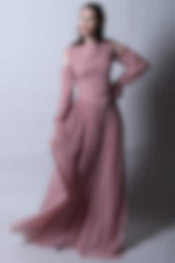 Blush Pink Georgette Gown by Swatee Singh