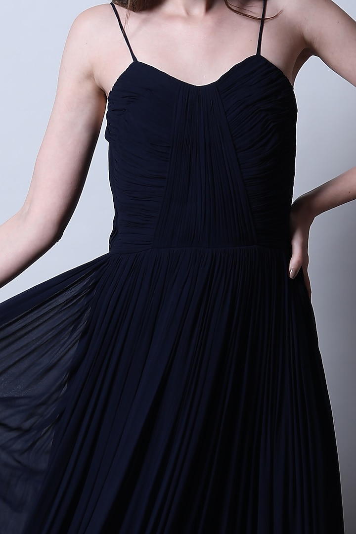 Navy Blue Georgette Gown by Swatee Singh at Pernia's Pop Up Shop