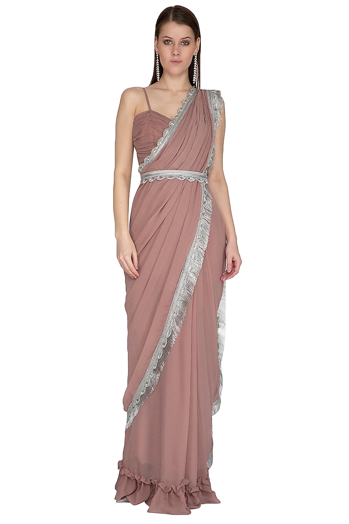 Sand Embroidered Pre-Stitched Saree Set by Swatee Singh