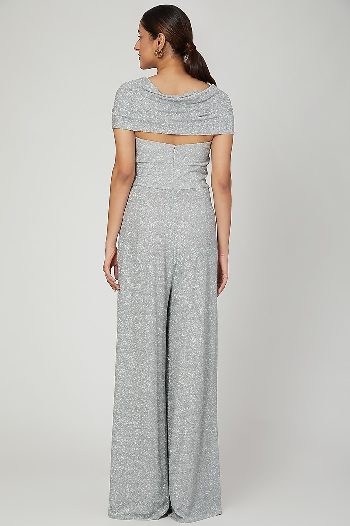 Silver One Shoulder Jumpsuit by Swatee Singh at Pernia's Pop Up Shop