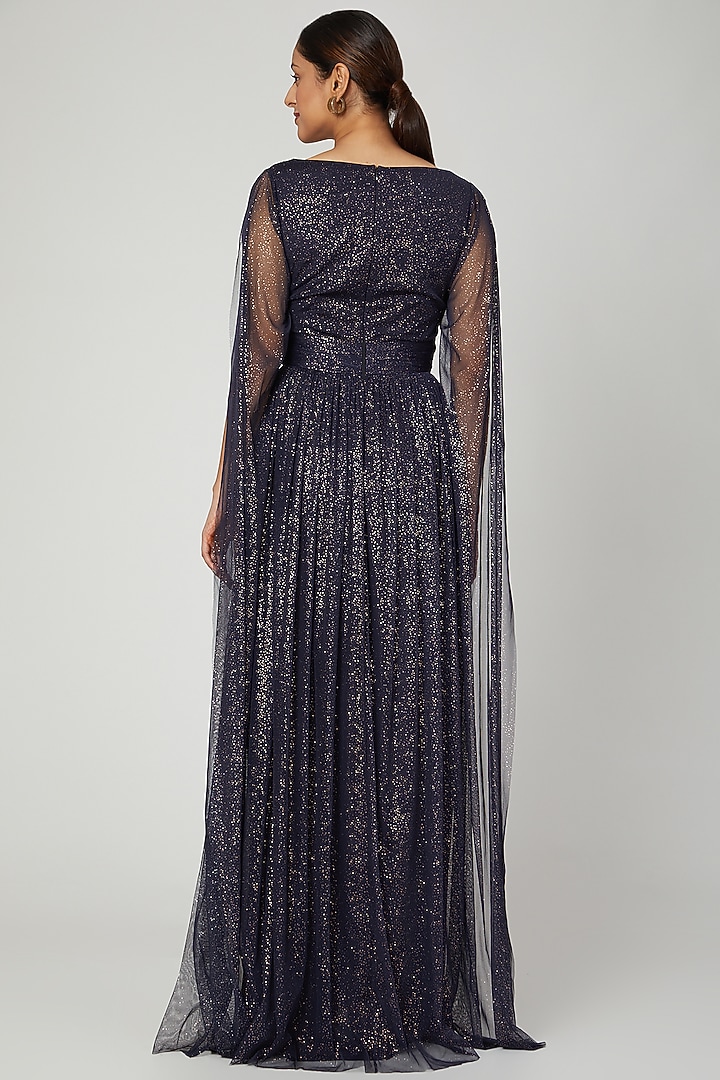 Cobalt Blue Gown With Slit by Swatee Singh at Pernia's Pop Up Shop
