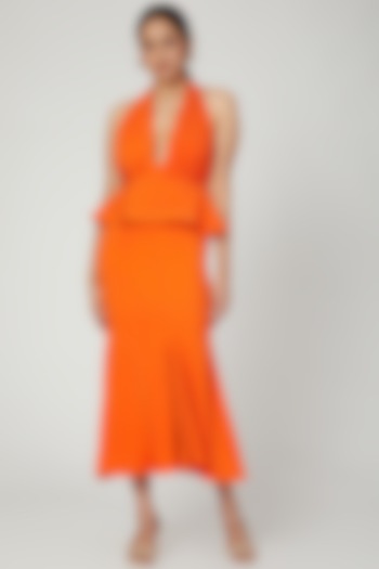 Orange Backless Dress With Tie-Up by Swatee Singh