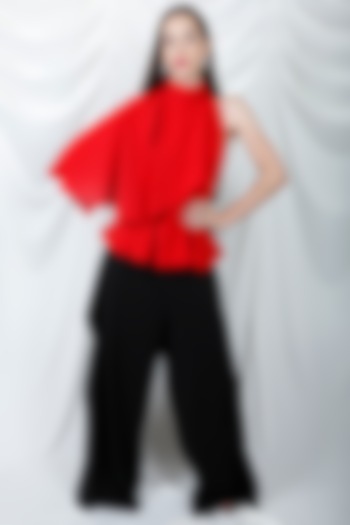 Candy Red Peplum Top by Swatee Singh at Pernia's Pop Up Shop