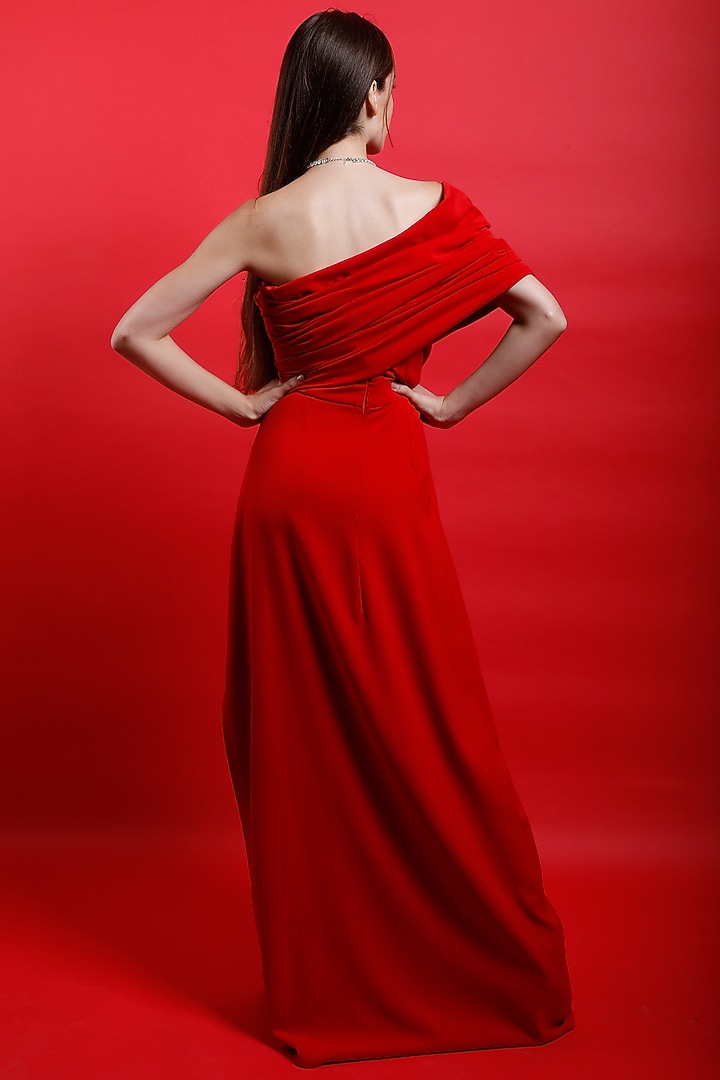Candy Red Straight Gown  by Swatee Singh at Pernia's Pop Up Shop