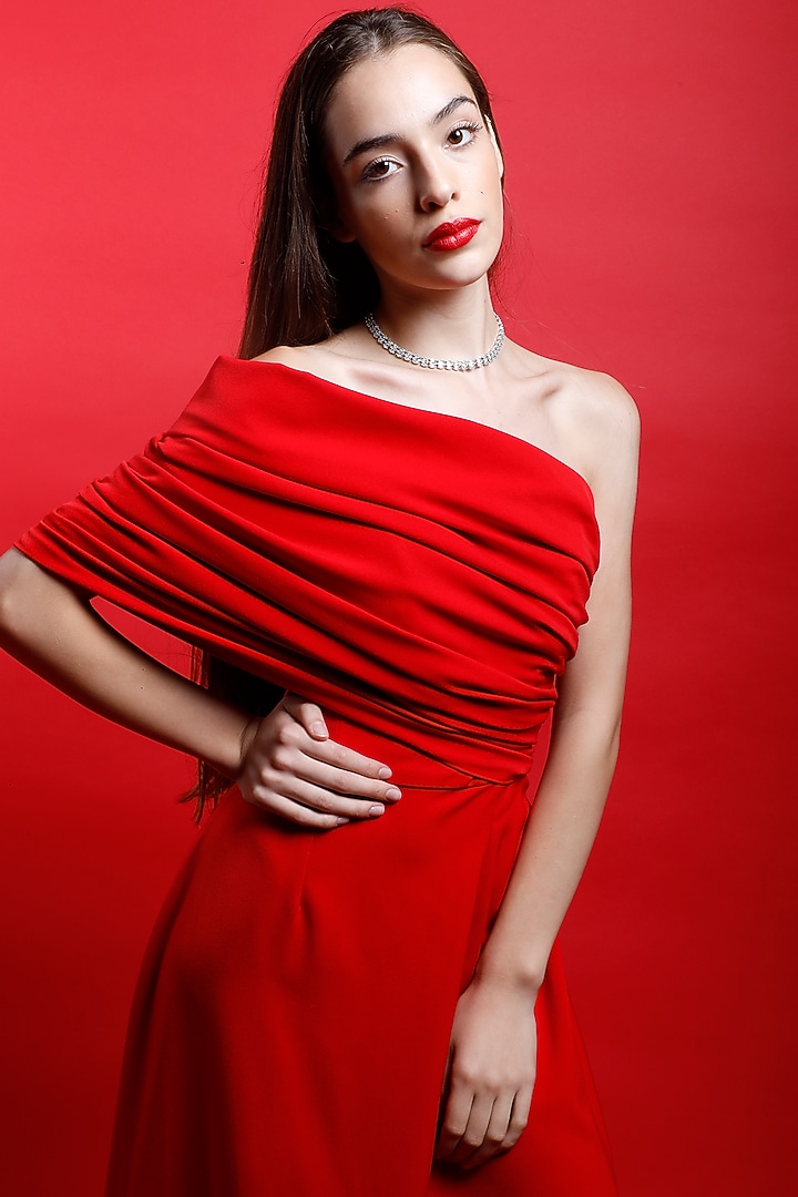Candy Red Straight Gown  by Swatee Singh at Pernia's Pop Up Shop